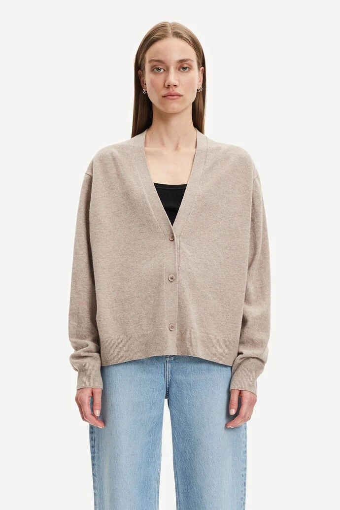 Samsoe And Samsoe Naisten Neuletakki AMARIS SHORT CARDIGAN Vaalea Beige 3 Samsoe And Samsoe Naisten Neuletakki AMARIS SHORT CARDIGAN Vaalea Beige