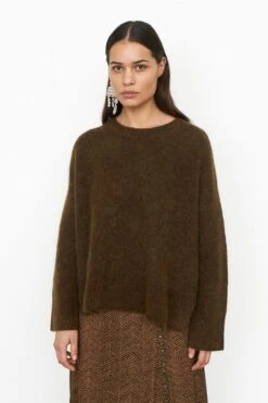 Second Female Naisten Neule, Brooky Knit O-Neck Khaki