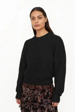 Second Female Naisten Neule BROOKY KNIT PUFF O-NECK Musta