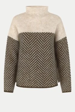 Second Female Naisten Neule HERRIN KNIT T-NECK Ruskea Kuosi