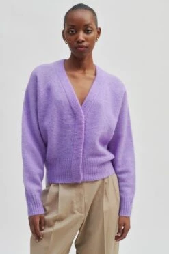 Second Female Naisten Neuletakki BROOK KNIT BOXY CARDIGAN Liila