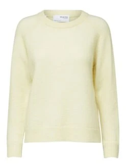 Selected Femme, Naisten Neulepaita, Lulu LS Knit O-Neck Sitruunankeltainen -Kekäle selected femme naisten neulepaita lulu ls knit o neck sitruunankeltainen 3