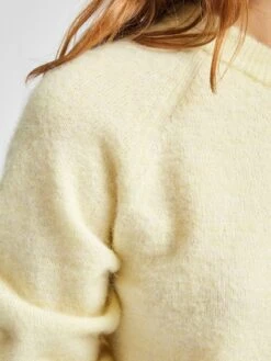 Selected Femme, Naisten Neulepaita, Lulu LS Knit O-Neck Sitruunankeltainen -Kekäle selected femme naisten neulepaita lulu ls knit o neck sitruunankeltainen 5