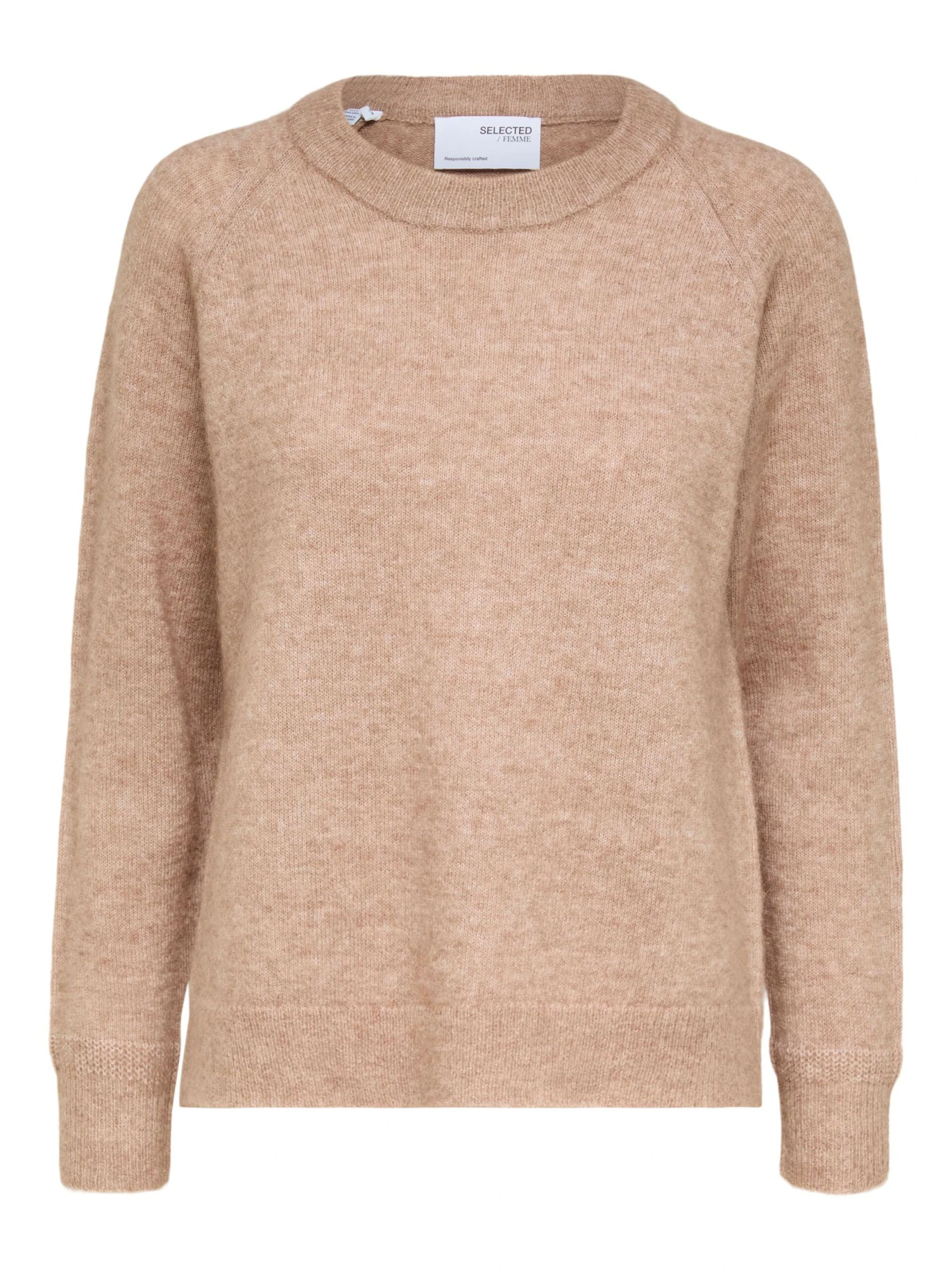 Selected Femme Naisten Neulepaita Lulu Ls Knit O-Neck Vaalea Beige 5 Selected Femme Naisten Neulepaita Lulu Ls Knit O-Neck Vaalea Beige - Image 3