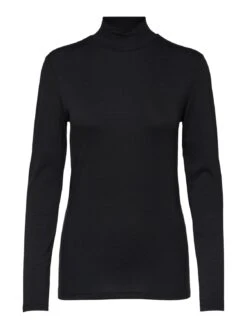 Selected Femme Naisten Poolopusero SLFMANDY LS HIGH NECK Musta