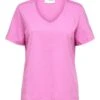 Selected Femme Naisten T-paita SLFESSENTIAL SS V-NECK TEE NOOS Pinkki -Kekäle selected femme naisten t paita slfessential ss v neck tee noos pinkki 1