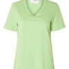 Selected Femme Naisten T-paita SLFESSENTIAL SS V-NECK TEE NOOS Vihreä
