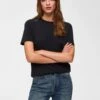Selected Femme Naisten T-paita SLFMY PERFECT SS TEE BOX CUT B Musta -Kekäle selected femme naisten t paita slfmy perfect ss tee box cut b musta 1