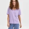 Selected Femme Naisten T-paita SLFSTANDARD SS V-NECK TEE Liila