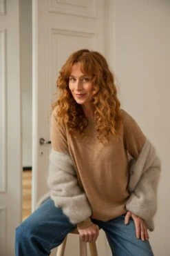 Sinnuu Naisten Neule, Sinnuu W Round Neck 100% Merino E.Fine Beige